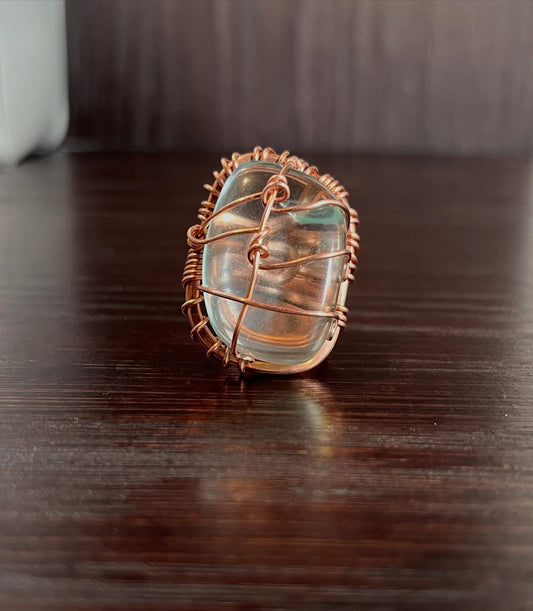 BLUE OBSIDIAN RING IN COPPER