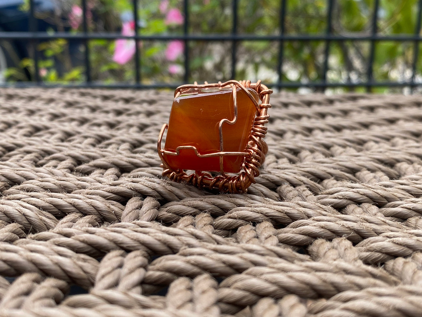 COPPER+CARNELIAN PYRAMID RING