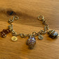 BRONZE+AGATE+TIGERS EYE+AMETHYST CHARM BRACELET