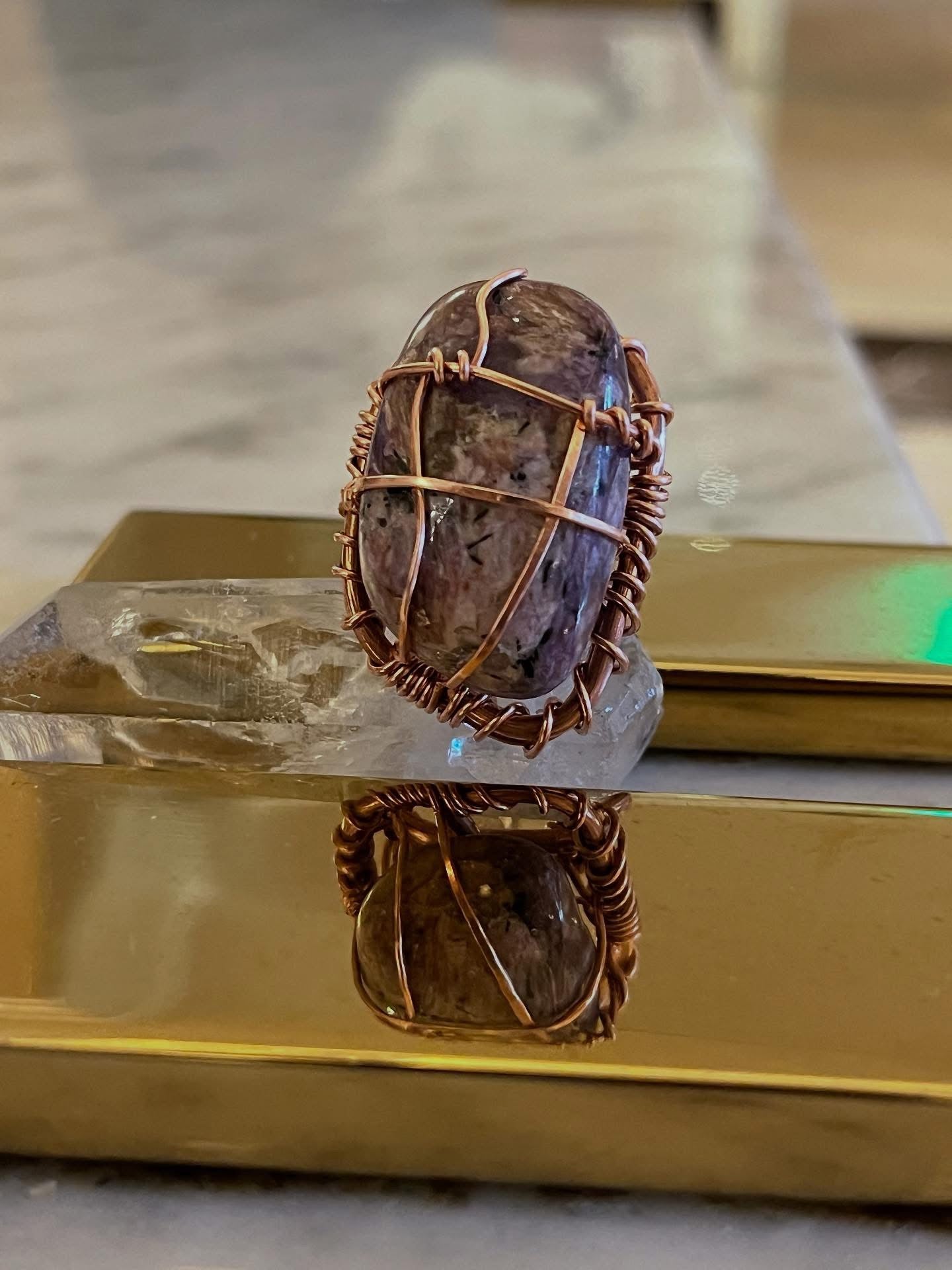 SUGILITE RING IN COPPER