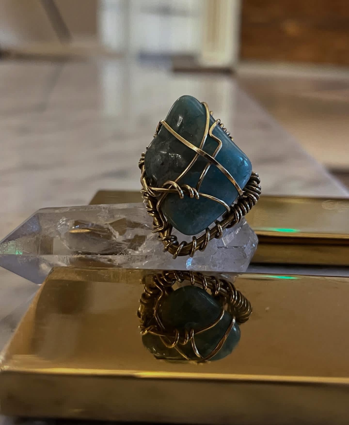 AMAZONITE RING IN BRONZE