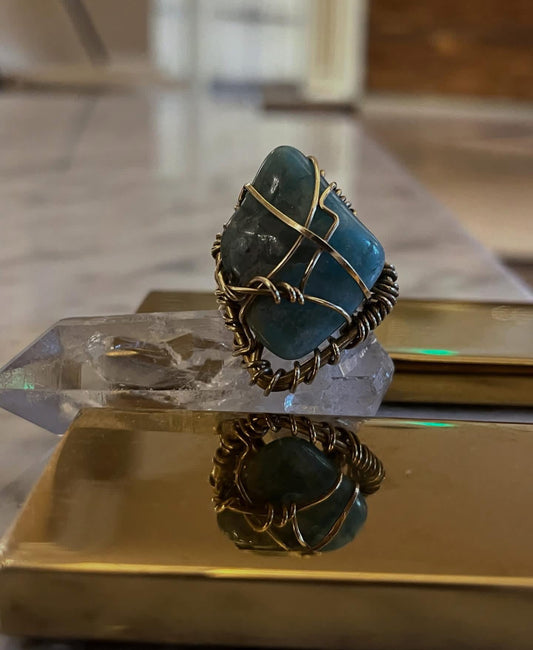 AMAZONITE RING IN BRONZE
