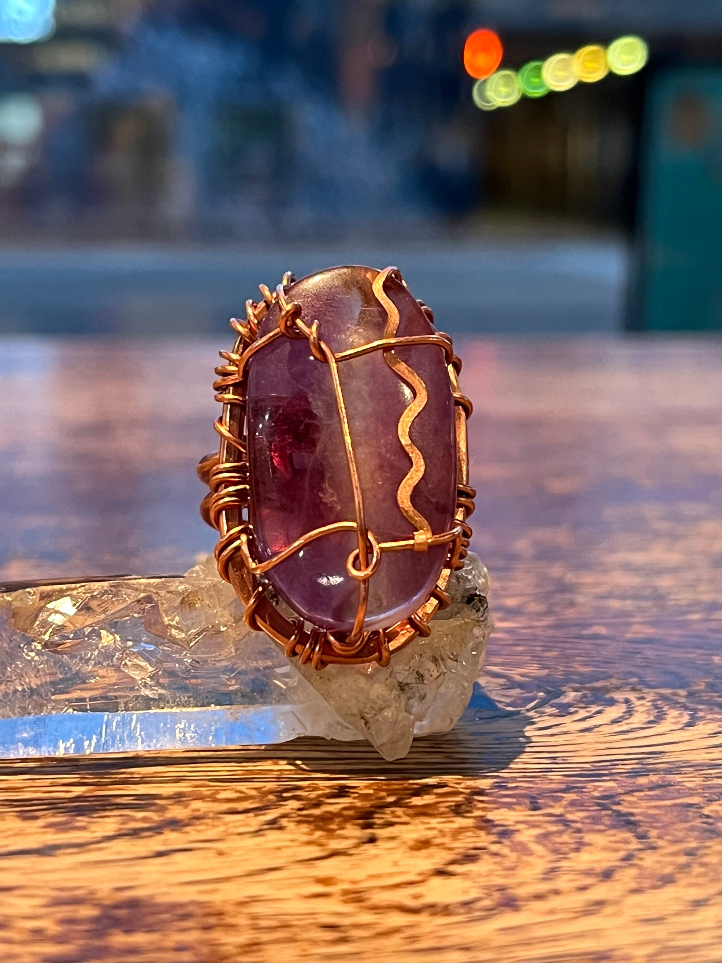 PURPLE FLOURITE RING IN COPPER