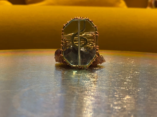 BRONZE+AQUA AURA QUARTZ RING