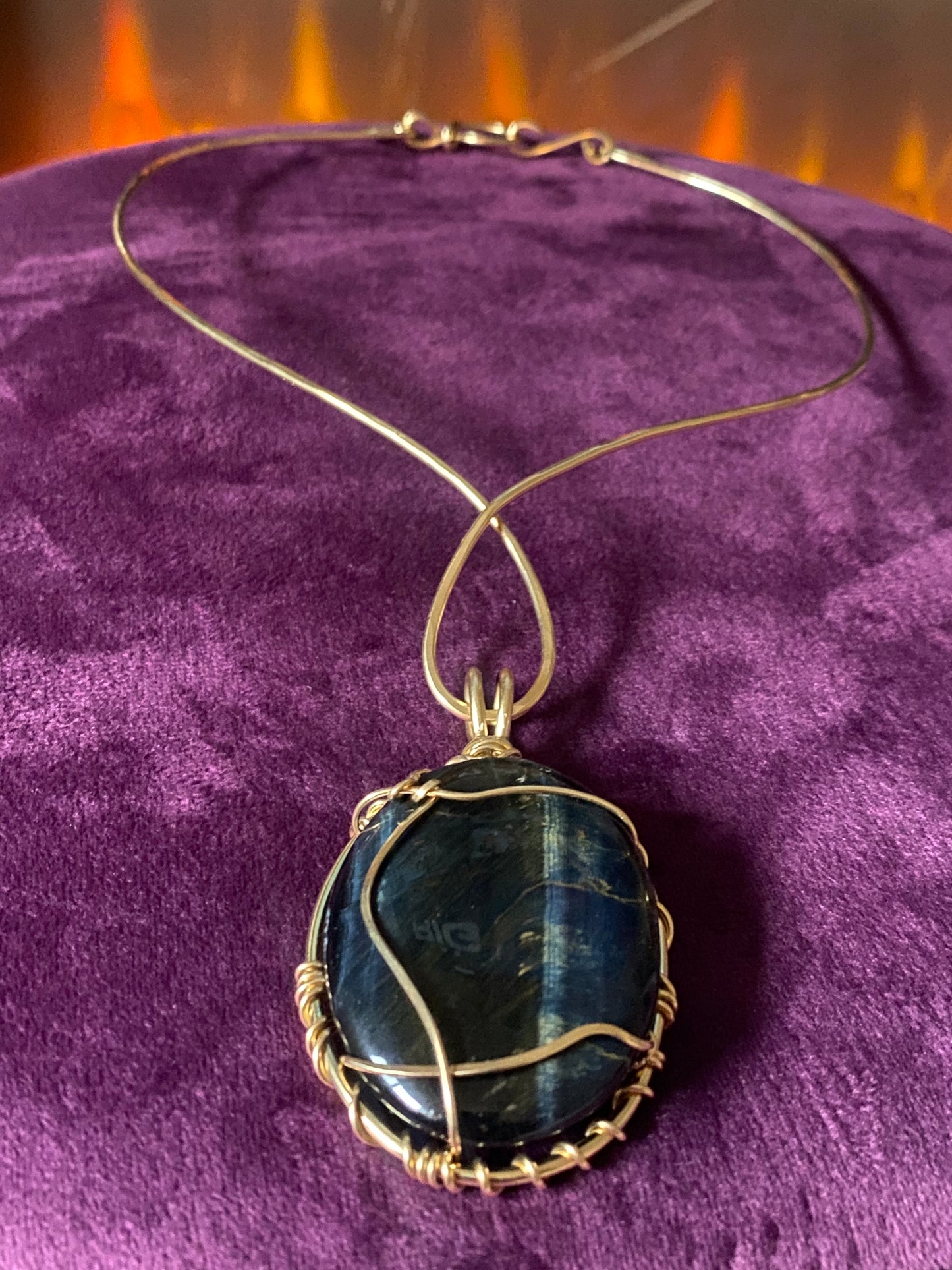 BRONZE+BLUE TIGERS EYE NECKLACE