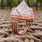 COPPER+CLEAR QUARTZ PYRAMID RING