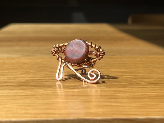 RED JASPER EYE OF HERU RING IN COPPER