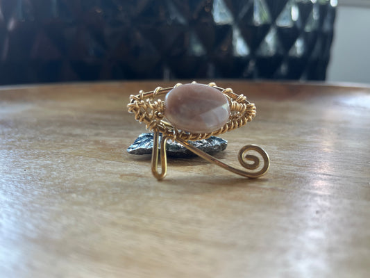 MOONSTONE EYE OF HERU RING IN BRONZE