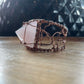 ROSE QUARTZ PYRAMID CUFF BRACELET IN COPPER