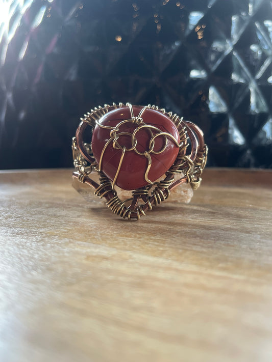 RED JASPER CUFF BRACELET IN BRONZE