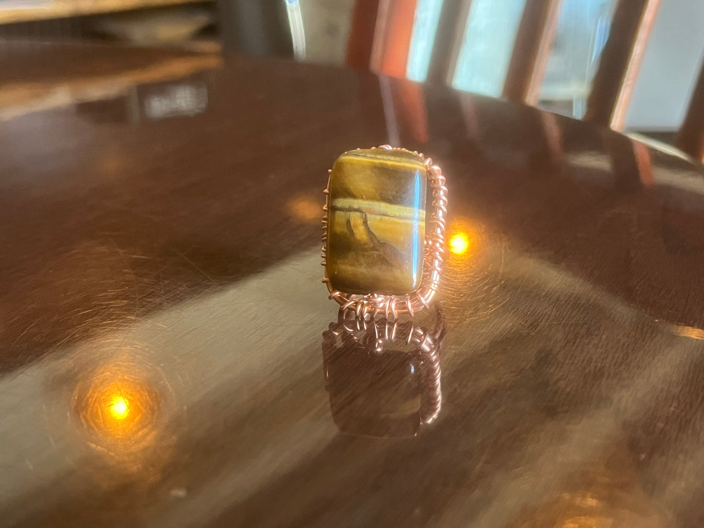 TIGERS EYE RING IN COPPER