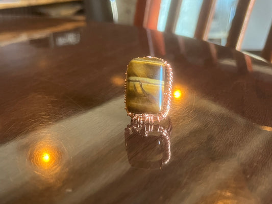 TIGERS EYE RING IN COPPER