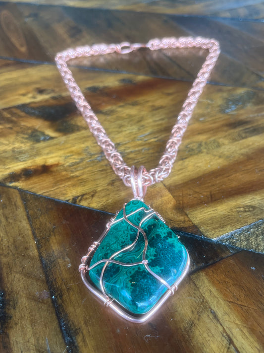 MALACHITE BYZANTINE NECKLACE IN COPPER