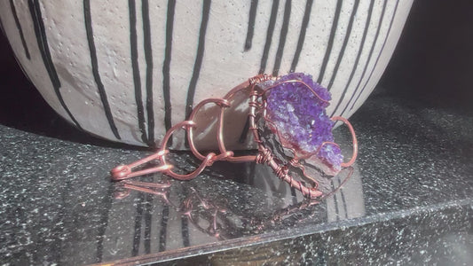 CHUNKY AMETHYST ARCLINK BRACELET IN COPPER