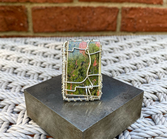 SILVER+UNAKITE RING