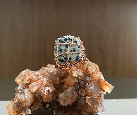 COPPER+DALMATION JASPER RING