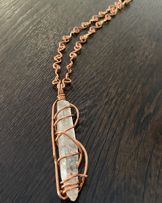 COPPER+CLEAR QUARTZ S-LINK NECKLACE