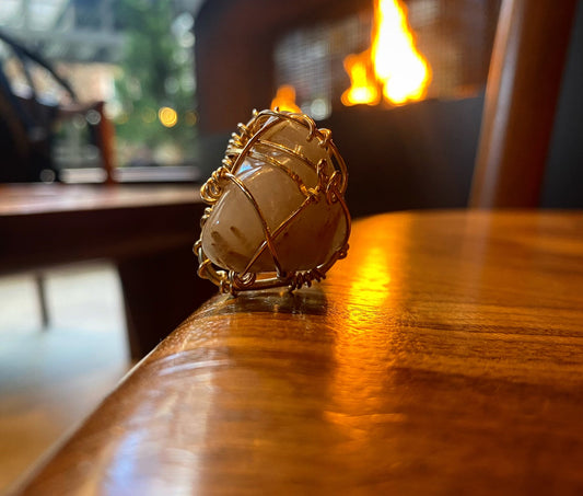 BRONZE+RUTILATED QUARTZ RING