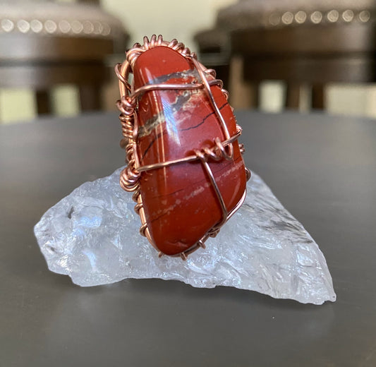 COPPER+RED JASPER RING