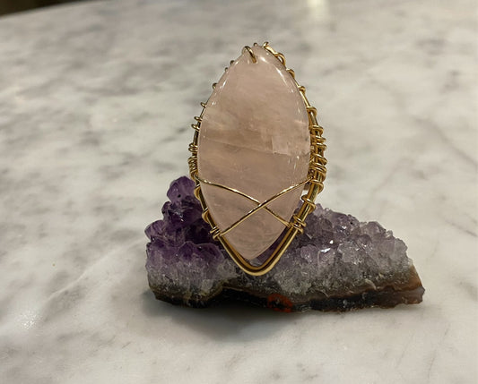 BRONZE+ROSE QUARTZ RING