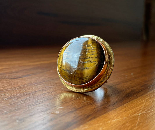 REGAL BRASS+COPPER+TIGERS EYE RING