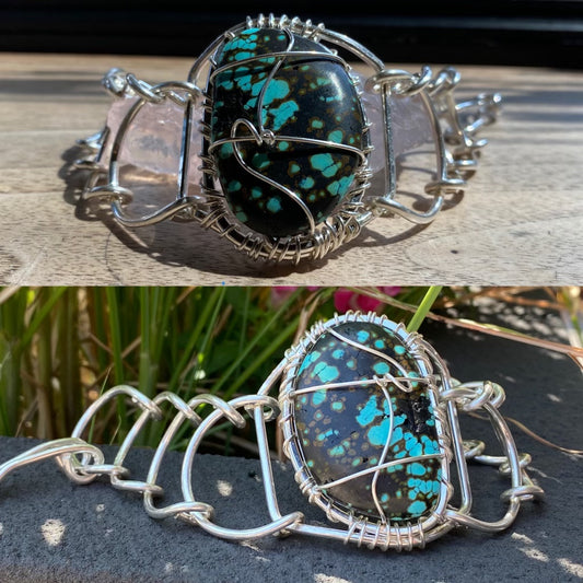 SILVER+TURQUOISE ARCLINK BRACELET