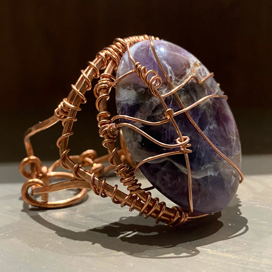 COPPER+AMETHYST HALF-CUFF BRACELET