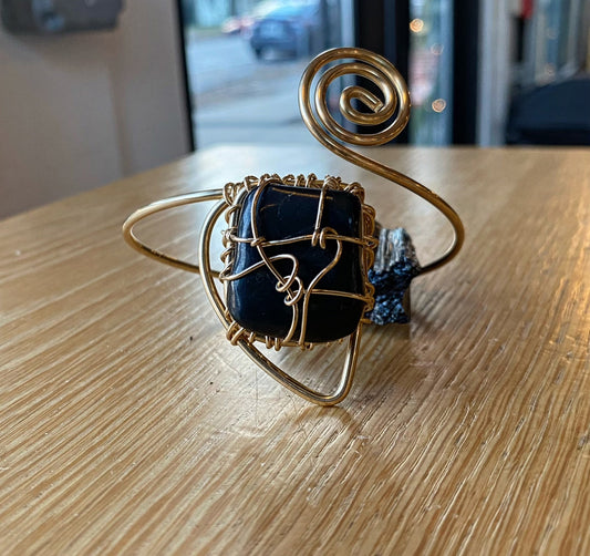 BRONZE+SHUNGITE SWIRL WRAP BRACELET