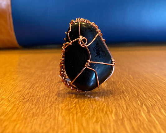 COPPER+SHUNGITE RING