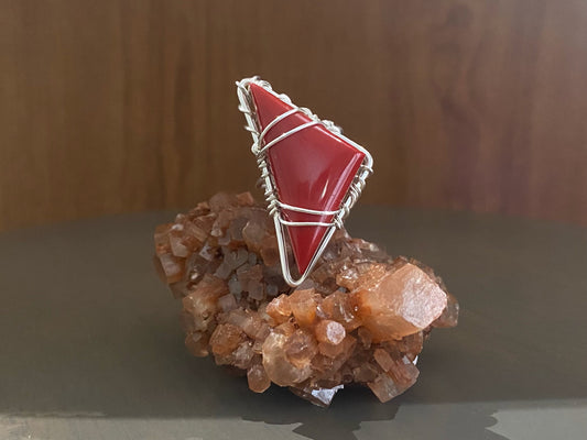 SILVER+ENHANCED RED JASPER RING