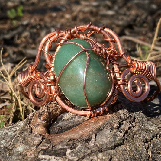 COPPER+AVENTURINE DOUBLE SWIRL CUFF BRACELET