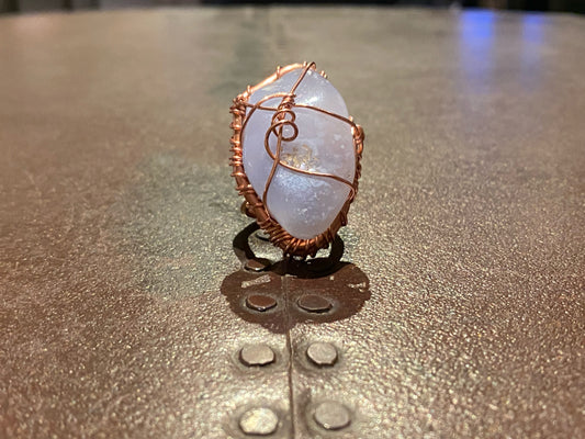 COPPER+CHALCEDONY RING