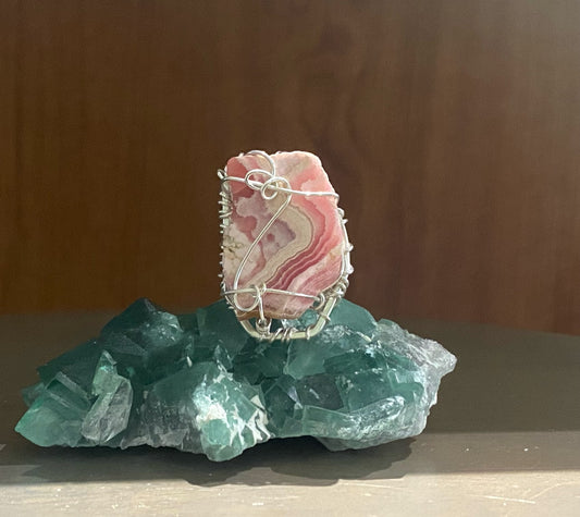 SILVER+RHODOCHROSITE RING