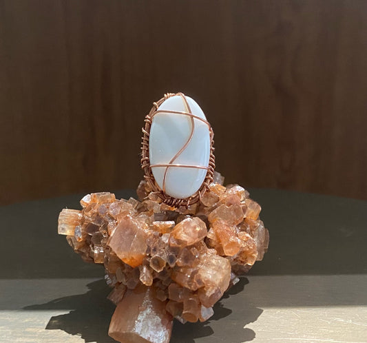 COPPER+ALABASTER AGATE RING