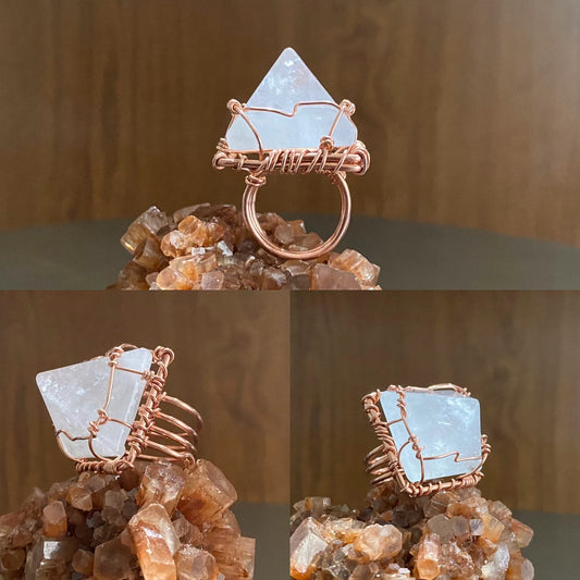 COPPER+QUARTZ PYRAMID RING