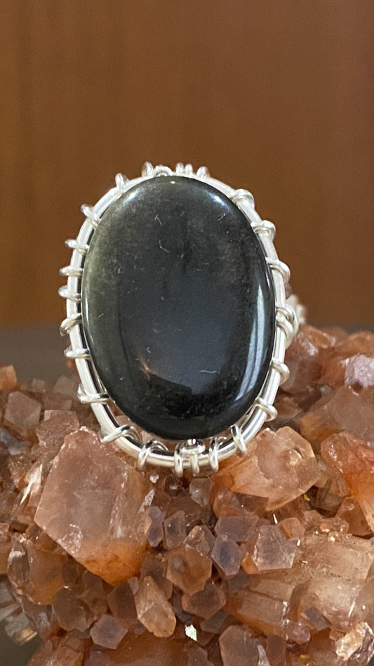 SILVER+OBSIDIAN RING