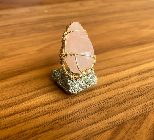 BRONZE+ROSE QUARTZ RING