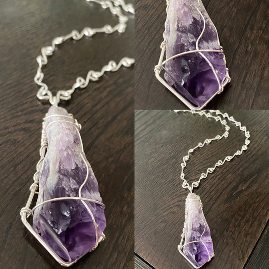 SILVER+AMETHYST S-LINK NECKLACE