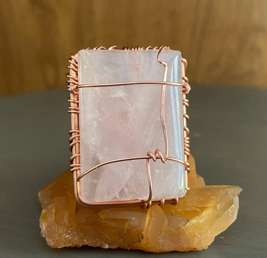 COPPER+ROSE QUARTZ RING