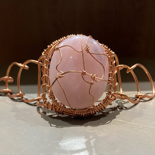 COPPER+ROSE QUARTZ ARC-LINK BRACELET