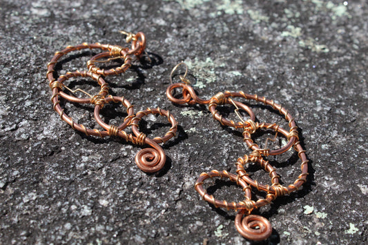 COPPER+BRONZE LOOP EARRINGS