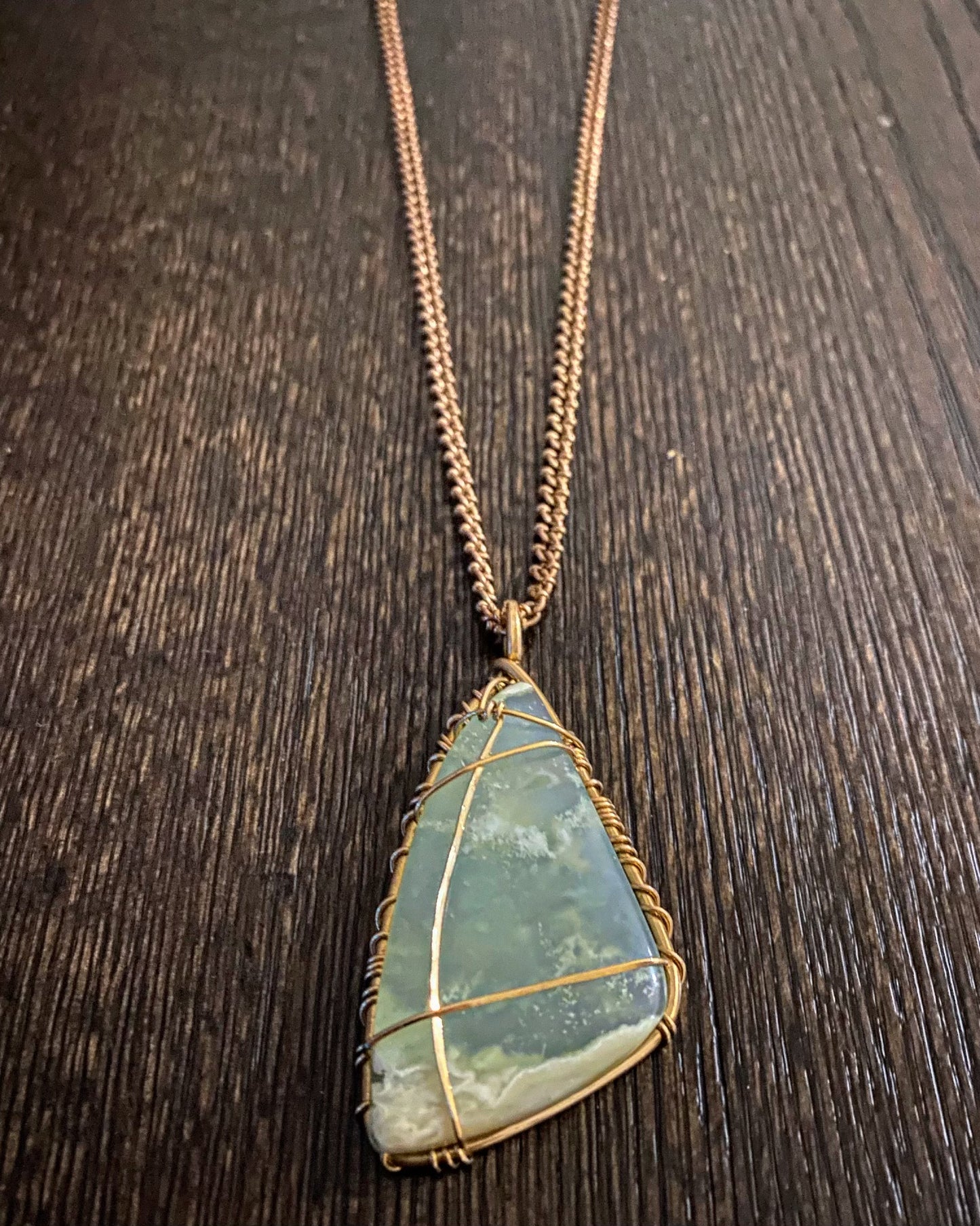 BRASS+BRONZE+  EXCLUSIVE GREEN AGATE NECKLACE