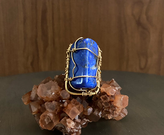 CHUNKY BRONZE+LAPIS LAZULI RING