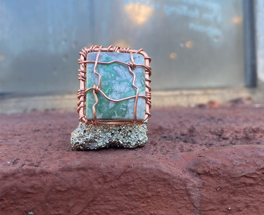 COPPER+EXOTIC GREEN JASPER RING