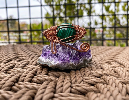 COPPER+MALACHITE EYE OF HERU RING