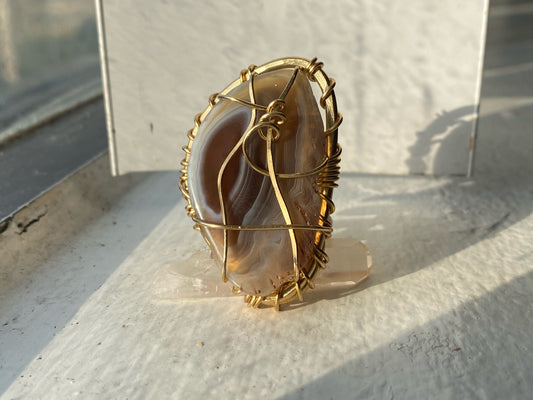 BRONZE+BOTSWANA AGATE RING