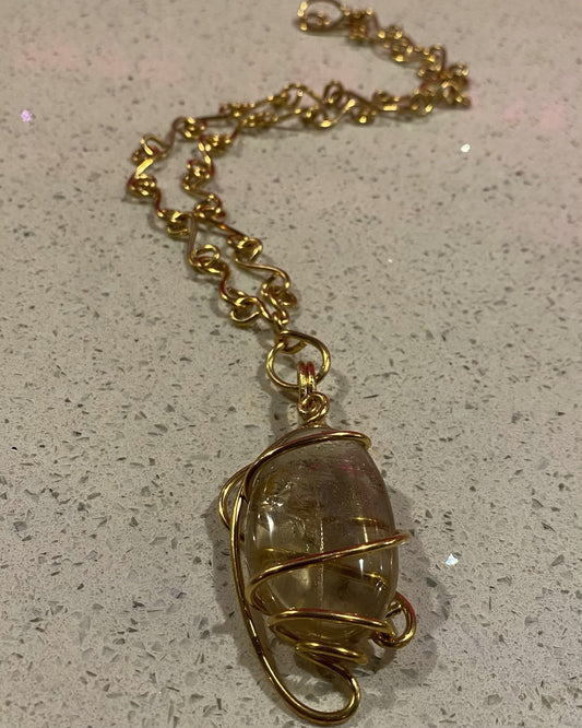 BRONZE+SMOKEY QUARTZ S-LINK NECKLACE