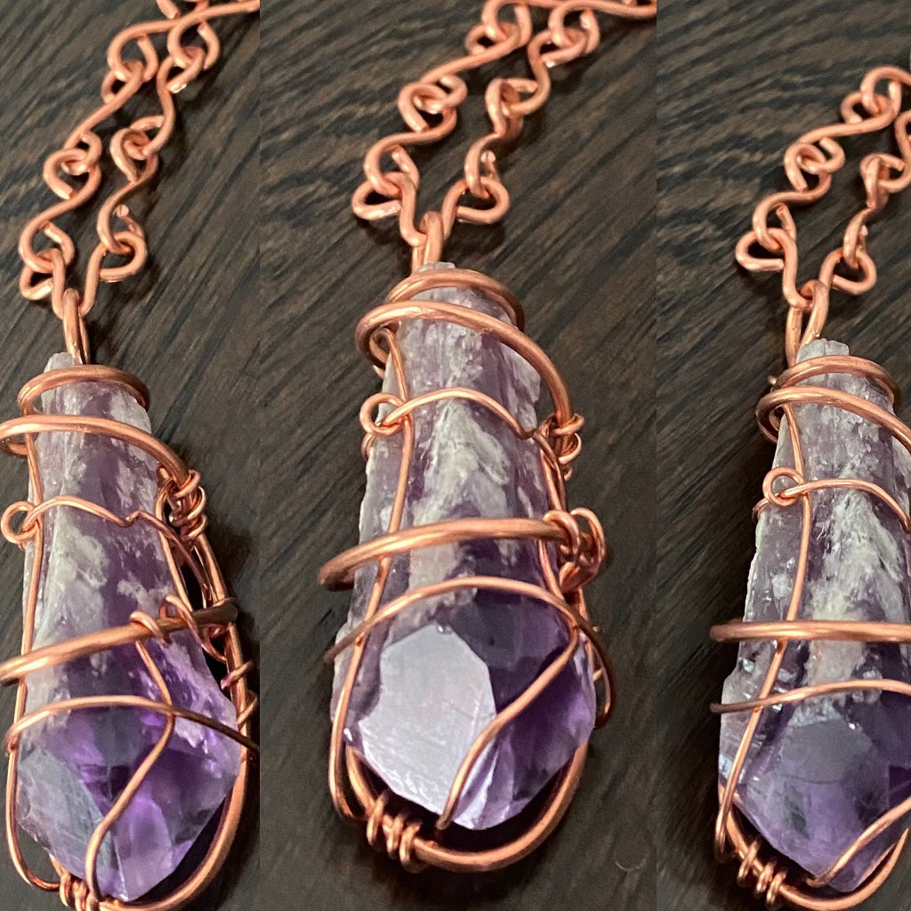 COPPER+AMETHYST S-LINK NECKLACE
