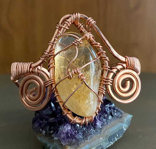 COPPER+CITRINE DOUBLE SWIRL CUFF BRACELET