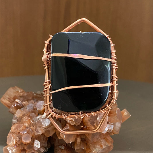 COPPER+ONYX RING